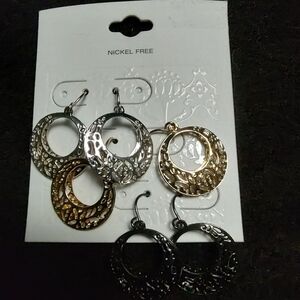 Elegant Silver and Gold Textured Earrings
